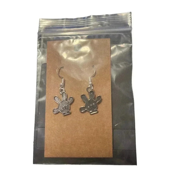 MICKEY MOUSE SILVER HANDS EARRINGS - Picture 1 of 2